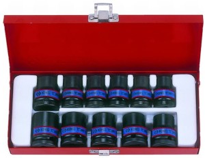 ZESTAW NASADEK  UDAROWYCH  1/2''   11cz.  KRÓTKIE  6-kąt.  10 - 21mm,  KASETA King Tony