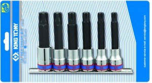 KPL. NASADEK  Z KOŃCÓWKĄ RIBE 1/2''   6cz.  DŁUGIE  M9 - M16,  CHROM,  SZYNA, BLISTER