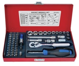 KPL. NASADEK 1/4'' 51cz. KRÓTKIE, 6-kąt. 4 - 14mm, BITY 1/4" Z AKCESORIAMI, CHROM, KASETA King Tony