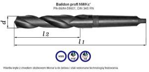 Wiertlo z chwytem stożkowym Morse`a NWKc Ø 35,00       