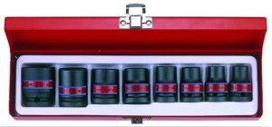 ZSTAW NASADEK  UDAROWYCH  1/2''   8cz.  KRÓTKIE  6-kąt.  CALOWE  3/8'' - 15/16'',  KASETA King Tony