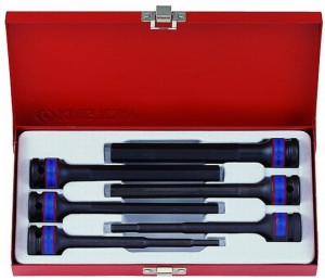 ZESTAW NASADEK  UDAROWYCH  Z  KOŃCÓWKĄ  HEX  1/2''   6cz.  EKSTRA  DŁUGIE  5 - 14mm,  KASETA King Tony