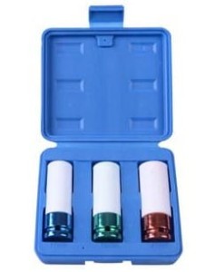 ZESTAW DŁUGICH NASADEK  UDAROWYCH  1/2'' DO FELG ALUMINIOWYCH 3cz. 6-kąt.  17, 19, 21mm,  PLASTIKOWA KASETA King Tony