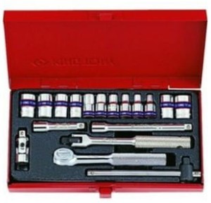 KPL. NASADEK 1/4''  18cz. KRÓTKIE,  6/8-kąt.  4 - 12mm  Z  AKCESORIAMI, CHROM, KASETA King Tony