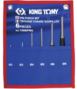ZESTAW WYBIJAKÓW  IGŁOWYCH   6 cz.  2 - 8mm, ETUI Z MATERIAŁU King Tony