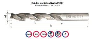 Wiertlo z chwytem cylindrycznym do stali nierdzewnych NWKa INOX Ø  3,00 