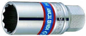 NASADKA  DO  ŚWIEC 3/8''  21mm x 68mm  12-kąt. CHROM,  WKŁADKA  GUMOWA King Tony