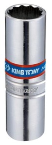 NASADKA  DO  ŚWIEC 3/8''  14mm x 63mm    12-kąt. CHROM,  WKŁADKA  GUMOWA King Tony