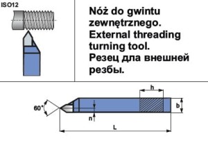 Nóż tokarski NNGc 2012 M20 (ISO 12R 2012 M20 - gatunek uniwersalny, w tym do nierdzewki) PAFANA                                                      