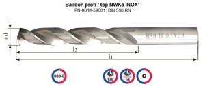 Wiertlo z chwytem cylindrycznym do stali nierdzewnych NWKa INOX Ø  4,70