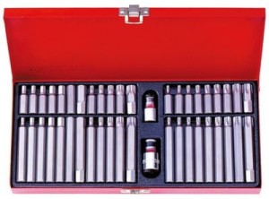 ZESTAW BITÓW 10mm  44cz.  HEX  4 - 12mm,  TORX  T20 - T60,  SPLINE  5 - 12mm, KASETA King Tony
