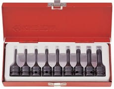 KOMPLET NASADEK  UDAROWYCH  Z  KOŃCÓWKĄ  TORX  3/8''  9cz. T10 - T50,  KASETA King Tony