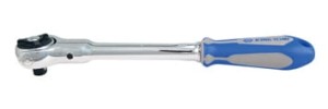 GRZECHOTKA  3/8'' Z RUCHOMĄ GŁOWICĄ 72 ZĘBY, Z PRZYCISKIEM, 235mm,  UCHWYT  GUMOWY King Tony
