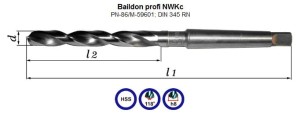 Wiertlo z chwytem stożkowym Morse`a NWKc Ø 13,70                                  