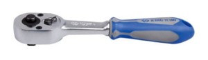 GRZECHOTKA  Z PRZYCISKIEM 1/4''   24 ZĘBY  130mm  CHROM,  UCHWYT  GUMOWY, BLOKADA King Tony