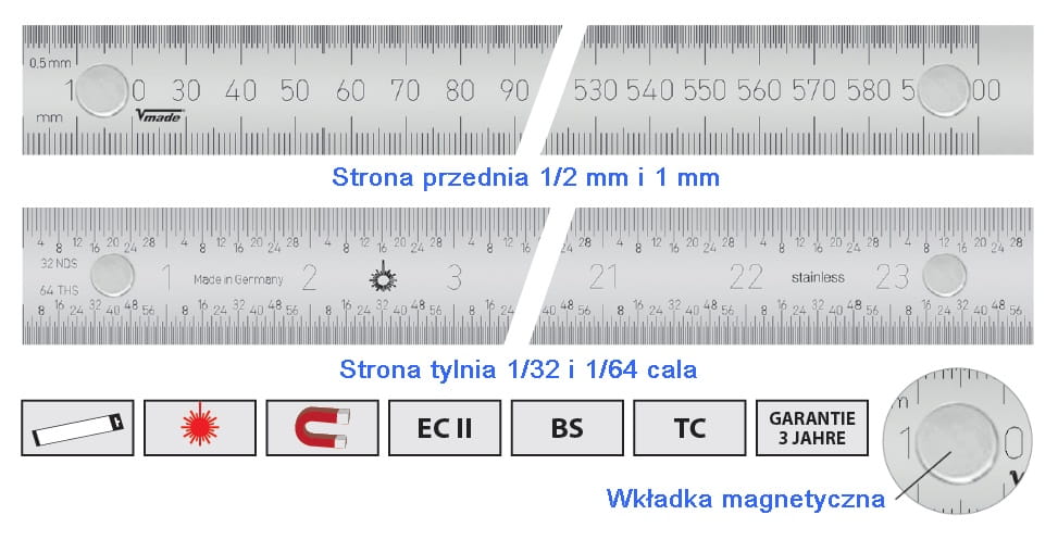 Liniał magnetyczny 1200 mm Vogel Germany   