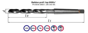 Wiertlo z chwytem stożkowym Morse`a NWKc Ø  6,30