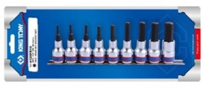 KPL. NASADEK  Z  KOŃCÓWKĄ  HEX  1/2''   9 cz. DŁUGIE  4 - 17mm  CHROM, ZESTAW NA SZYNIE