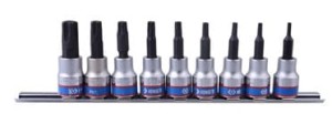 ZESTAW NASADEK 3/8 " TORX 5-RAMIENNYCH 9cz. IPR10 - IPR50,  CHROM,  SZYNA, BLISTER King Tony