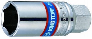 NASADKA  DO  ŚWIEC 3/8''  21mm x 68mm    6-kąt. CHROM,  WKŁADKA  GUMOWA King Tony