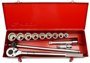 KPL. NASADEK  3/4''  13cz.  KRÓTKIE  12-kąt.  19 - 41mm  Z  AKCESORIAMI, CHROM, KASETA