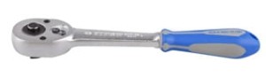 GRZECHOTKA  Z PRZYCISKIEM 3/8''   32 ZĘBY  200mm  CHROM,  UCHWYT  GUMOWY, BLOKADA King Tony