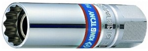 NASADKA  DO  ŚWIEC 3/8''  16mm x 70mm    12-kąt. CHROM,  WKŁADKA  MAGNETYCZNA King Tony