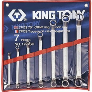 Komplet kluczy oczkowych odgiętych 75° calowych 1/4"-1.1/8" King Tony 
