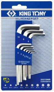 Komplet imbusów 1145M hex  1,5-10mm uchwyt plastikowy King Tony 