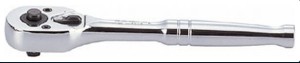 GRZECHOTKA  Z PRZYCISKIEM 1/4''   24 ZĘBY  140mm  CHROM,  UCHWYT  POLEROWANY King Tony