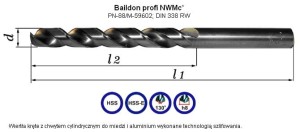 Wiertlo z chwytem cylindrycznym profi NWMc  Ø  9,80 HSS                