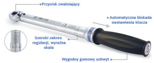 KLUCZ DYNAMOMETRYCZNY Z PRZYCISKIEM 3/8" 10 - 60 Nm King Tony