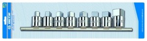 KPL. NASADEK  TRZPIENIOWYCH  1/2''   8 cz.  KWADRAT  8 - 19mm  CHROM, SZYNA,  BLISTER