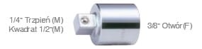 REDUKCJA  3/8'' F (OTWÓR)  x  1/2'' M (TRZPIEŃ),  CHROM King Tony