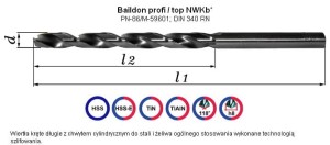 Wiertło z chwytem cylindrycznym długie NWKb Ø  4,60 szlifowane HSS                                