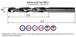 Wiertło z chwytem cylindrycznym NWKa Ø  1,80 szlifowane HSS                   
