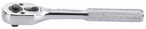 GRZECHOTKA  Z PRZYCISKIEM 1/4''   24 ZĘBY  140mm  CHROM,  UCHWYT  MOLETOWANY King Tony