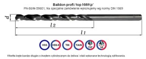 Wiertlo długie z chwytem walcowym NWKp  7,0x200/125            