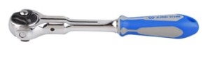 GRZECHOTKA  1/4'' Z RUCHOMĄ GŁOWICĄ 72 ZĘBY, Z PRZYCISKIEM, 150mm,  UCHWYT  GUMOWY King Tony