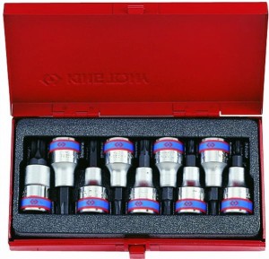 KPL. NASADEK  Z  KOŃCÓWKĄ  TORX  1/2''   9 cz. KRÓTKIE  T20 - T60  CHROM, KASETA