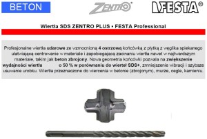 Wiertło SDS ZENTRO PLUS 12x260/200 FESTA Professional  