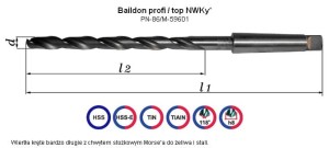 Wiertlo długie z chwytem stożkowym Morse`a NWKy Ø  9,0x250/160 HSS