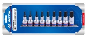 KPL. NASADEK  Z  KOŃCÓWKĄ  HEX  1/2''   9 cz. KRÓTKIE  3 - 14mm  CHROM, ZESTAW NA SZYNIE