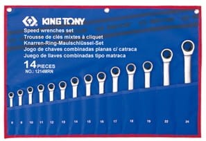 Komplet kluczy płasko-oczkowych z grzechotką jednokierunkową  8-24mm 14 części King Tony 