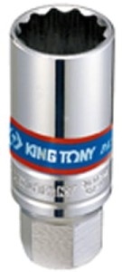 NASADKA  DO  ŚWIEC 3/8''  18mm x 63mm    12-kąt. CHROM,  WKŁADKA  GUMOWA King Tony
